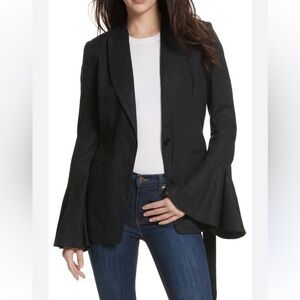 Free People Flared Sleeve Blazer Black Size Small Linen blend